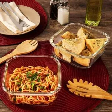 2 LARGE 1200ML / 42 Oz Glass Food Storage Containers w/Airtight Lids - Microwave/Oven/Freezer & Dishwasher Safe - BPA/PVC Free + Leak Proof - Ideal for Baking & Storing food. Keeps Food Fresh longer