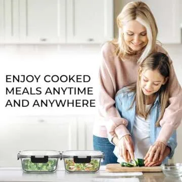 2 LARGE 1200ML / 42 Oz Glass Food Storage Containers w/Airtight Lids - Microwave/Oven/Freezer & Dishwasher Safe - BPA/PVC Free + Leak Proof - Ideal for Baking & Storing food. Keeps Food Fresh longer