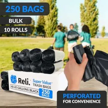 Reli Heavy Duty Trash Bags for Serious Cleanups | 250 Pack