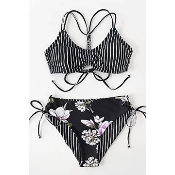 CUPSHE Women's 2 Piece Bikini Set Back Braided Straps with Reversible Bottom