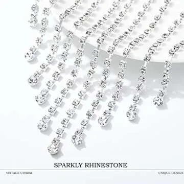 Fdesigner Vintage Mask Head Chain Rhinestone Masquerade Headpieces Costume Hair Jewelry Flapper 1920s Women Hair Accessories for Party Festival (Silver-Unique)