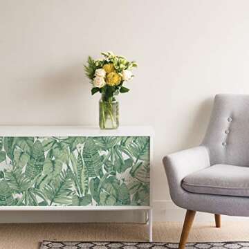 Tempaper Jungle Green Tropical Removable Peel and Stick Wallpaper, 20.5 in X 16.5 ft, Made in the USA
