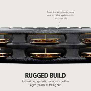 Meinl Percussion Traditional Handheld Tambourine Musical Instrument for Recording or Live — NOT Made in China — Double Row Jingles, 2-Year Warranty (TMT1B-BK)