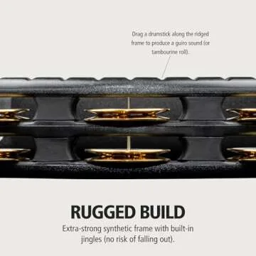 Meinl Percussion Traditional Handheld Tambourine Musical Instrument for Recording or Live — NOT Made in China — Double Row Jingles, 2-Year Warranty (TMT1B-BK)