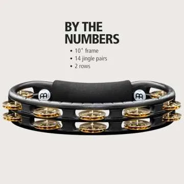 Meinl Percussion Traditional Handheld Tambourine Musical Instrument for Recording or Live — NOT Made in China — Double Row Jingles, 2-Year Warranty (TMT1B-BK)