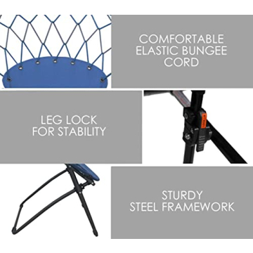 Zenithen Comfortable Bungee Folding Chair for Gaming & More