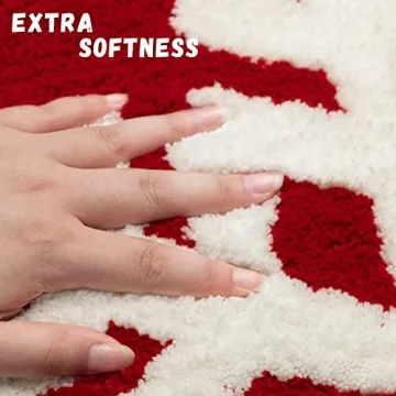 Plush Red Christmas Bathroom Rug for Holiday Decor