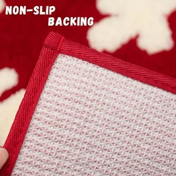Plush Red Christmas Bathroom Rug for Holiday Decor