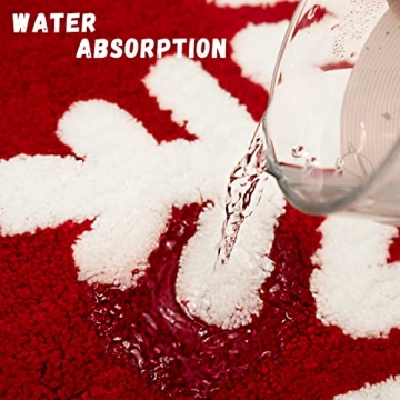 Plush Red Christmas Bathroom Rug for Holiday Decor