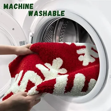 Plush Red Christmas Bathroom Rug for Holiday Decor