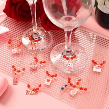 SANNIX 24pcs Valentine's Day Wine Glass Charms Set