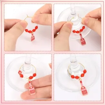 SANNIX 24pcs Valentine's Day Wine Glass Charms Set