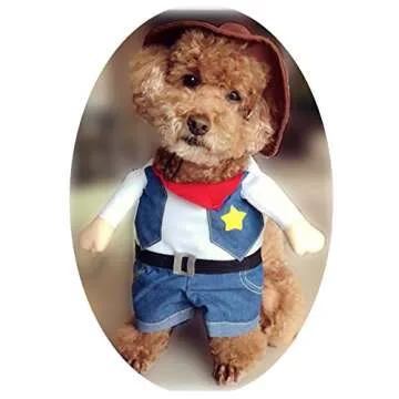 NACOCO Cowboy Dog Costume with Hat for Small Pets