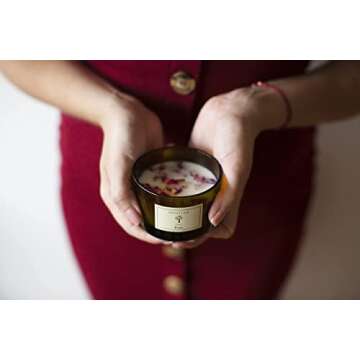PRISTINE Paris Scented Candles for Home Scented | Wood Wicked Candles | Roses & Sandalwood Mini Candle |3 oz 16 Hour Burn | All Natural Soy Candles | Rose Candles | Clean Calming Aromatherapy