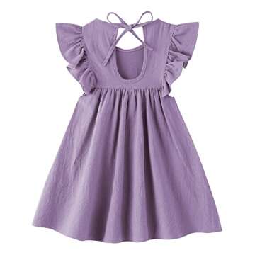 Dutebare Toddler Baby Girl Dress - Summer Cotton Linen Ruffle Halter Sleeveless - Casual Beach Party...
