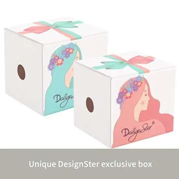 DesignSter Velvet Ring Box Hexagon - Premium Gorgeous Vintage Double Ring Display Holder with Detachable Lid for Proposal, Engagement, Wedding, Ceremony (Gray)