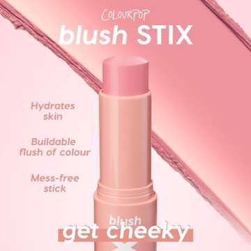 ColourPop Blush Stix - Cream Blush Stick with a Blendable, Hydrating Formula and Natural, Skin-Like Finish - Buildable Cream Blush for Cheeks, Eyes & Lips - 25/8 (0.28 oz)