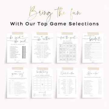 Bridal Shower Games Bundle - 5 Bridal Shower Games for 30 Guests, 30 Bridal Shower Pencils - Double-Sided Cards - Bridal Shower Decorations, Wedding Shower Games - Minimalist