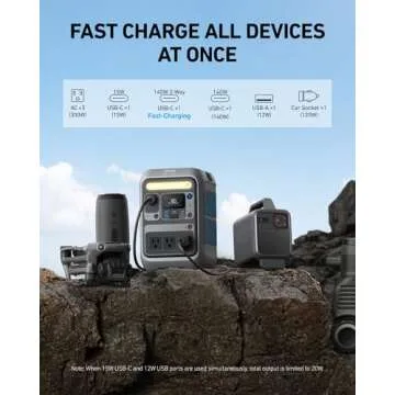 Anker SOLIX C300 Portable Power Station, Outdoor 288Wh LiFePO4 Battery, 300W (600W Surge) Solar Gene...