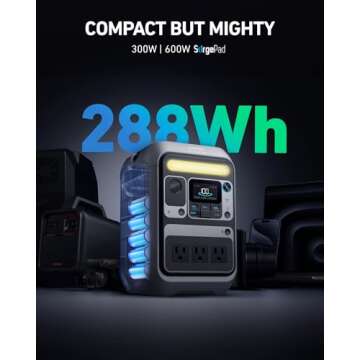 Anker SOLIX C300 Portable Power Station, Outdoor 288Wh LiFePO4 Battery, 300W (600W Surge) Solar Generator, 140W Two-Way Fast Charging, for Camping, Traveling, and Emergencies (with 60W Solar Panel)