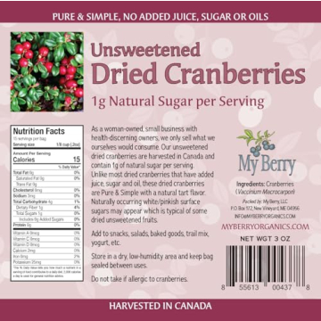 Unsweetened Dried Cranberries, Organic & Sugar-Free