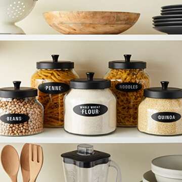 Talented Kitchen 158 Pieces Chalkboard Pantry Labels for Food Containers, Preprinted White All Caps ...