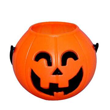 Wiwaplex Pumpkin Candy Bucket, 12 Pack Plastic Pumpkin Candy Holder, Halloween Mini Pumpkins Trick or Treat Bags Baskets, Plastic Pumpkin Pail, Pumpkin Basket with Handle, Orange Pumpkin Face Decor
