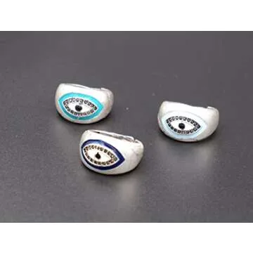 Hand Painted Evil Eye Ring - Adjustable Statement Accessory