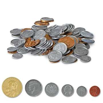 hand2mind Fake Money Coin Classroom Set, Detailed Fake Coins, Prop Money, Toy Money, Play Money for ...