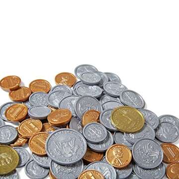 hand2mind Fake Money Coin Classroom Set, Detailed Fake Coins, Prop Money, Toy Money, Play Money for Kids, Realistic Money, Pretend Money for Kids Learning, Play Money Set, Plastic Coins (Set of 768)