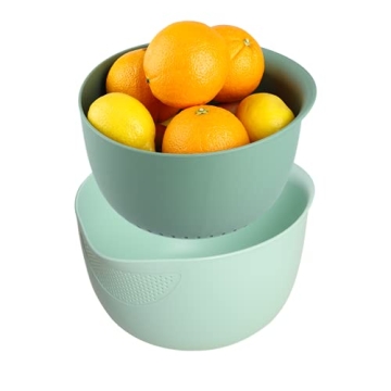 BLUE GINKGO Multipurpose Strainer & Colander Set - Perfect for Rinsing Rice, Quinoa, and Fresh Produ...