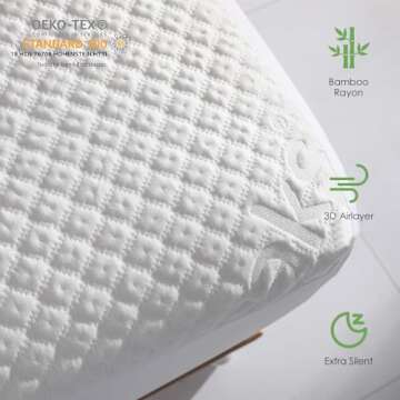 King Size Waterproof Mattress Protector Rayon from Bamboo Fitted Mattress Pad Cover with Deep Pocket Up to 18''