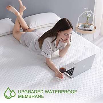 King Size Waterproof Mattress Protector Rayon from Bamboo Fitted Mattress Pad Cover with Deep Pocket Up to 18''