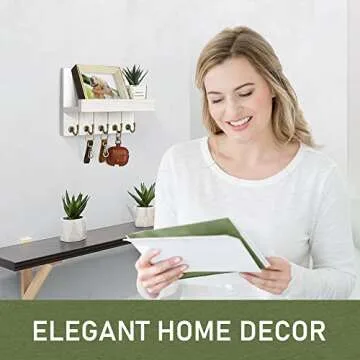 Rebee Vision Wall Mount Key Holder - Rustic White Decor