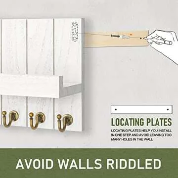 Rebee Vision Wall Mount Key Holder - Rustic White Decor