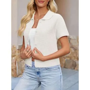 Saodimallsu Short Sleeve Cropped Cardigan for Women