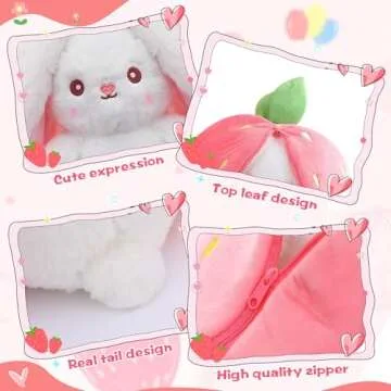 MIAODAM 13.7inch Bunny Plush Toy - Unique Reversible Design