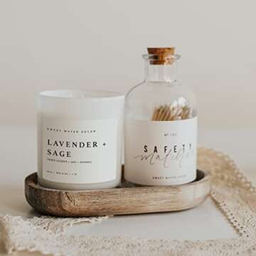 Sweet Water Decor Lavender and Sage Candle - Soy Lavender Candle for Home - Lavender, Sage, Patchouli Candle Spa - 11oz White Jar with Wood Lid, 50+ Hour Burn Time, Made in the USA