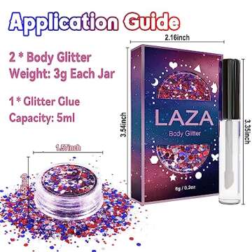 Laza Independence Day Body Glitter, 2 Jars Olympic Red Blue White Chunky Sequins with Glue Women Eyeshadow 4th of July Face Paint Festival Rave Outfit Hair Accessories Party Costumes – Circus Carnival