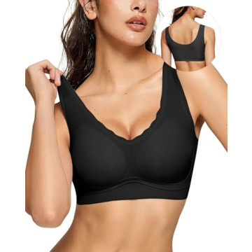 OEAK Women's No Underwire Wireless Bras - Seamless Scalloped Everyday Comfort