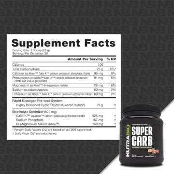 NutraBio Super Carb - Complex Carbohydrate Supplement Powder - Cluster Dextrin and Electrolytes for ...