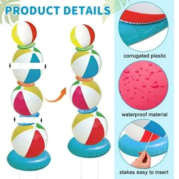 Crtiin Summer Beach Balls Yard Signs - 39 Inch Lawn Decor