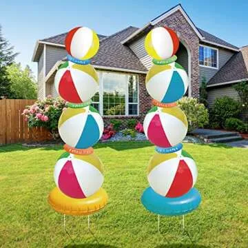 Crtiin Summer Beach Balls Yard Signs - 39 Inch Lawn Decor