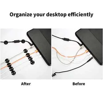 Cable Clips Cord Organizer, Tomorotec Multipurpose Cable Holder with Adhesive Pad Cord Management System, Desktop Cable Organizer for HDMI, Charging Cable, Ethernet, USB Cable (Black 36pcs)