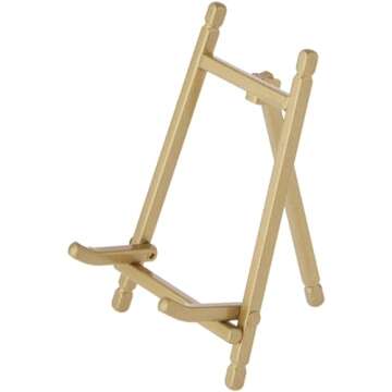 Bard's Satin Gold-toned Metal Easel, 5" H x 3.375" W x 3.5" D