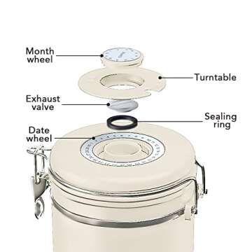 ShanSon Coffee Canister Airtight Coffee Container Stainless Steel Coffee Bean Storage Container with Scoop Coffee Canister for Beans Grounds Sugar Flour Tea Cereal,16OZ, Beige