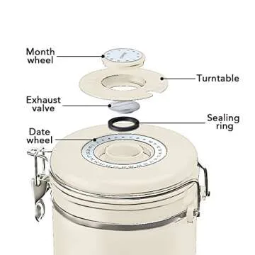 ShanSon Coffee Canister Airtight Coffee Container Stainless Steel Coffee Bean Storage Container with Scoop Coffee Canister for Beans Grounds Sugar Flour Tea Cereal,16OZ, Beige