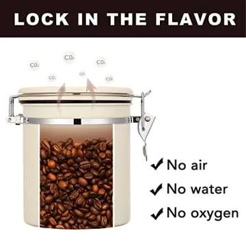 ShanSon Coffee Canister Airtight Coffee Container Stainless Steel Coffee Bean Storage Container with Scoop Coffee Canister for Beans Grounds Sugar Flour Tea Cereal,16OZ, Beige