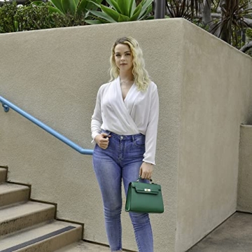 EVVE Women's Chic Pebbled Leather Satchel Bag