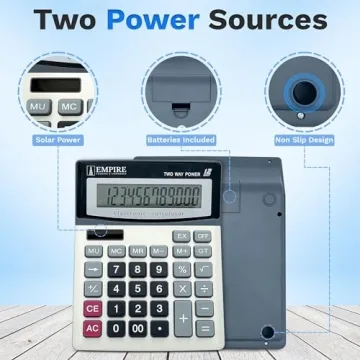 Empire Desk Calculator Large Keys Solar Battery Powered